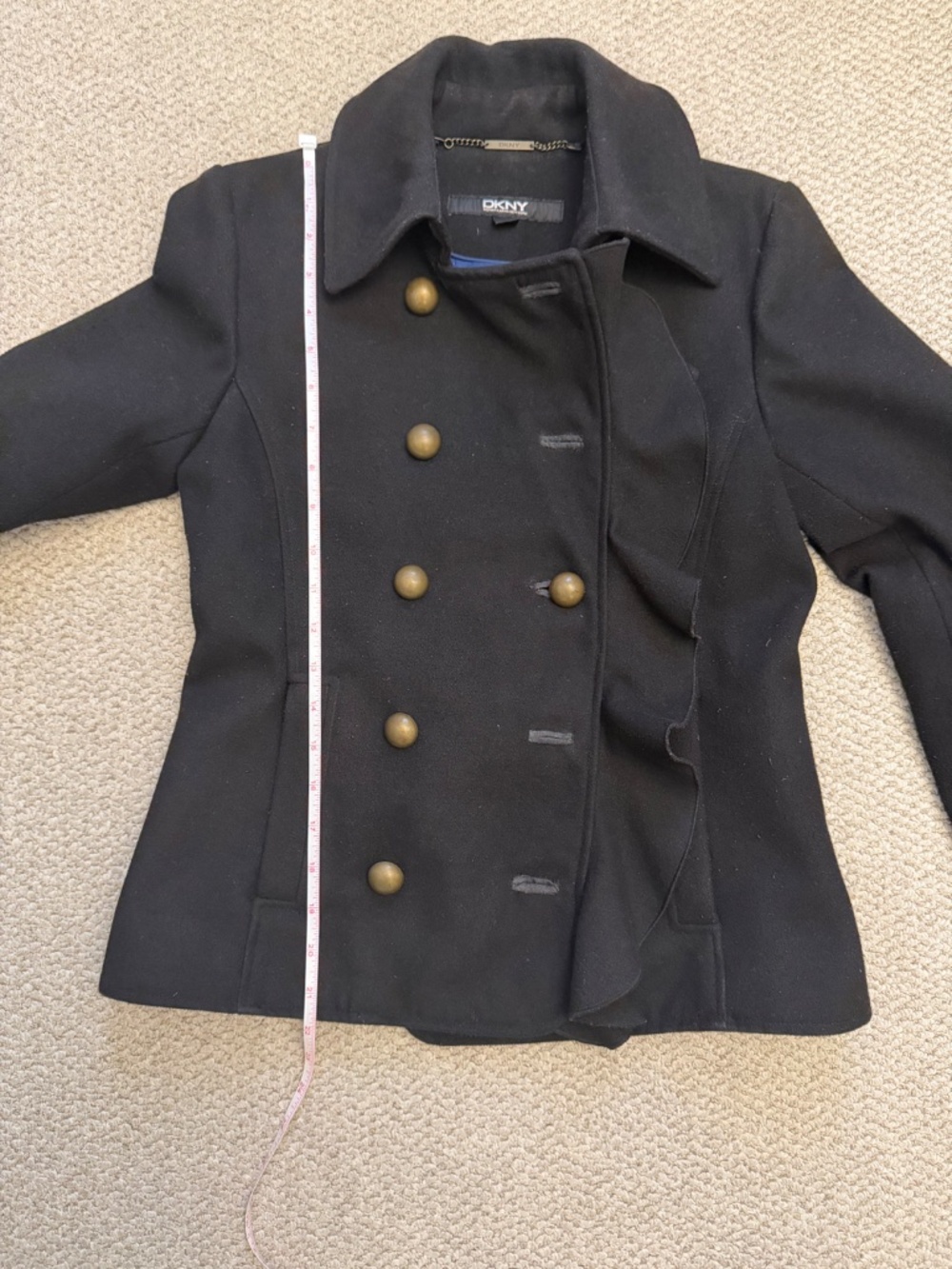 DKNY Women’s ruffles trims coat - Picture 8 of 9